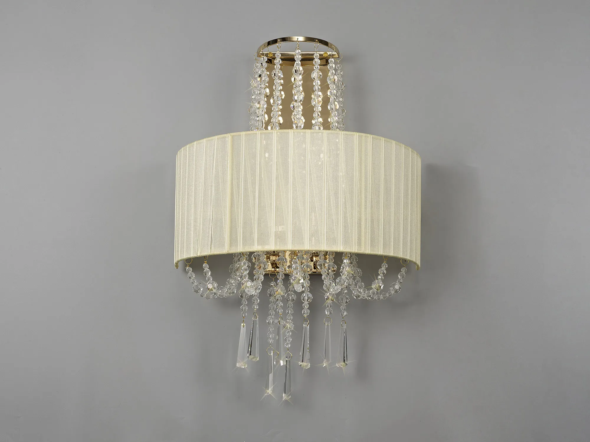 Freida French Gold-Ivory Cream Crystal Wall Lights Diyas Shaded Wall Lights
